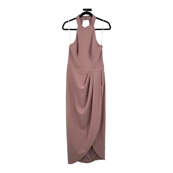 Xscape dress Halter neck crepe gown pink size 12 - Picture 1 of 5